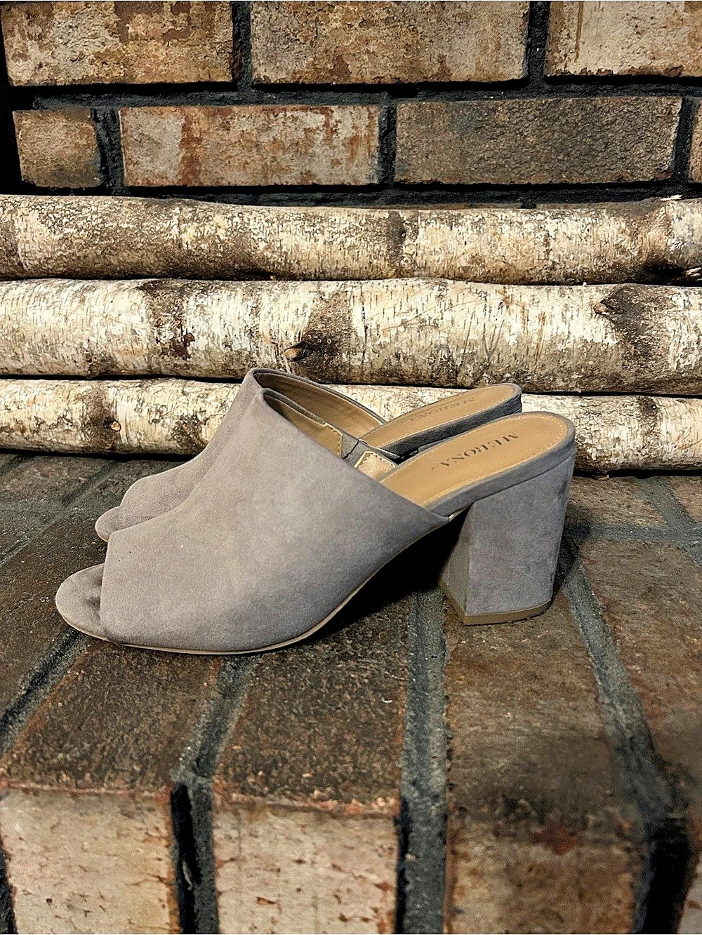 Merona Gray Block Heel Mules